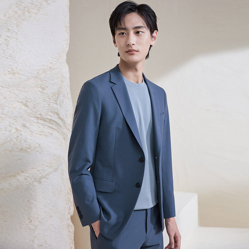 报喜鸟新款男士商务婚庆蓝色西服上衣新郎羊毛两粒扣修身西装外套,淘宝优惠券,粉丝福利购,淘宝优惠卷