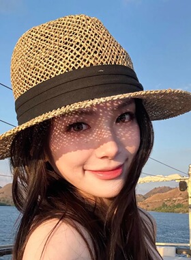 拍照氛围感的咸草礼帽女爵士草帽