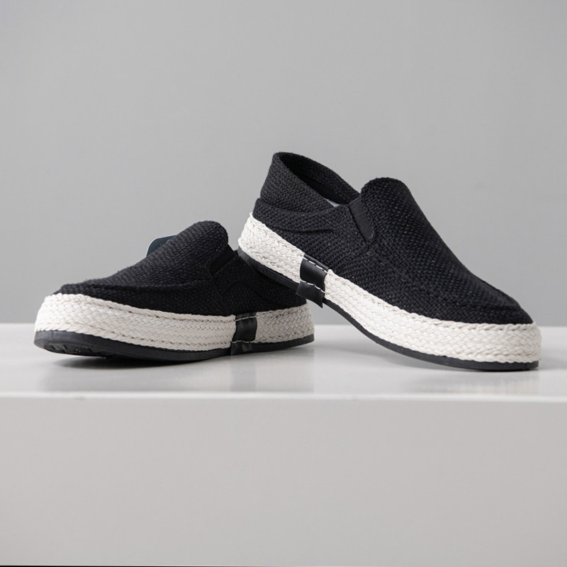 轻便舒适！品质在线！休闲一脚蹬夏季男士亚麻透气防臭布鞋帆布鞋,淘宝优惠券,粉丝福利购,淘宝优惠卷