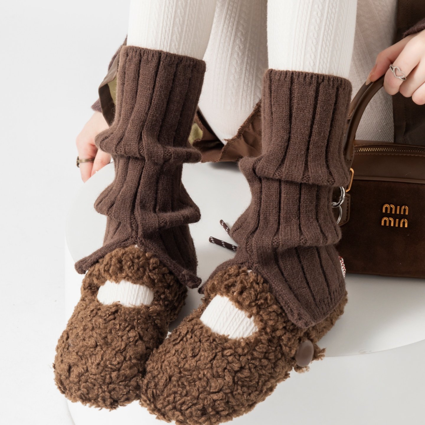 灰色袜套女秋冬加厚保暖分叉脚套JK针织小腿袜y2k配鲨鱼裤堆堆袜,淘宝优惠券,粉丝福利购,淘宝优惠卷