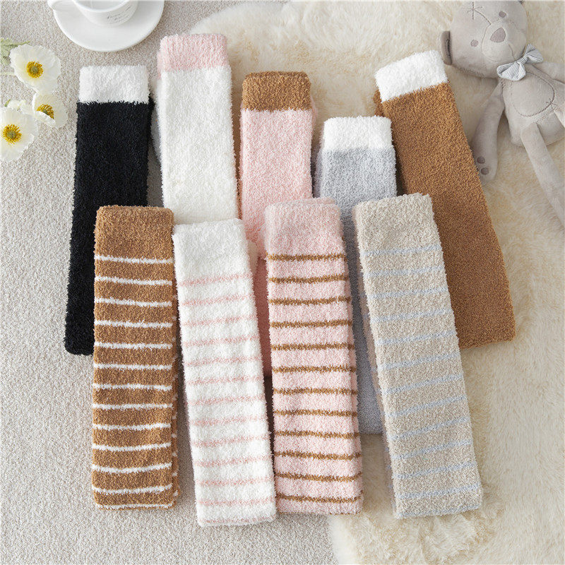 长筒过膝袜女冬季不掉毛珊瑚绒毛绒加厚月子保暖睡眠地板护膝袜套,淘宝优惠券,粉丝福利购,淘宝优惠卷