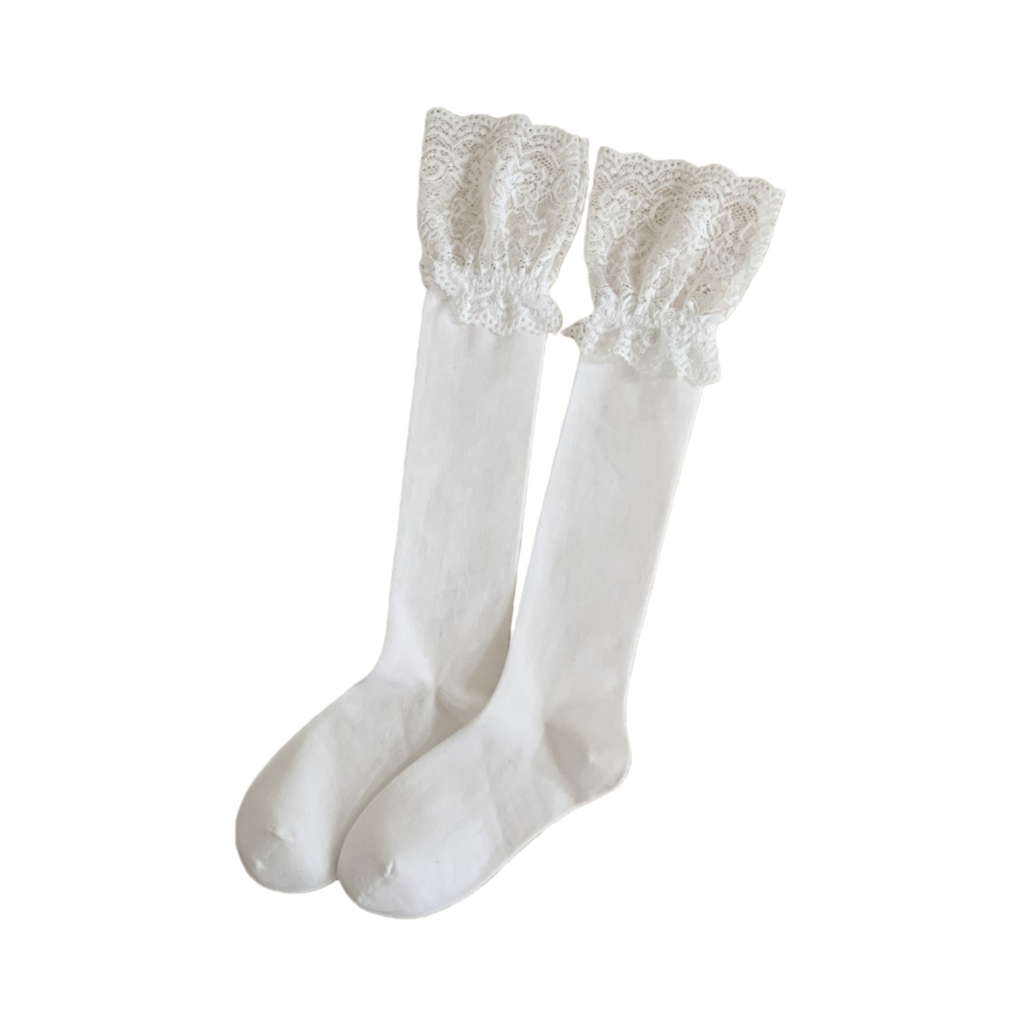 蕾丝花边小腿袜女春秋款纯棉白色配长靴jk个性显瘦纯欲高筒长筒袜 - 图3