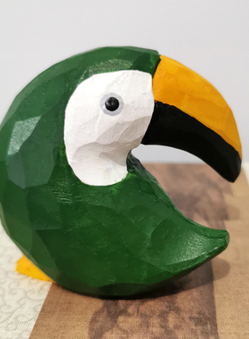 刻雕众形木雕犀嘴鸟家居实木动物摆件北欧风热带大嘴鸟纯手工艺品