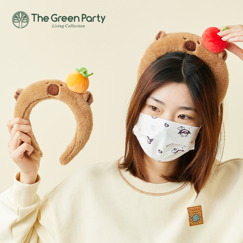 TheGreenParty美拉德水豚发饰系列毛绒发夹发箍送礼抓夹BB夹头扣 - 图2