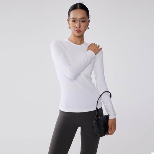 ZzZHANG【尽显A4腰】亲肤0压感圆领修身T恤打底衫2024保暖内搭T恤 - 图2