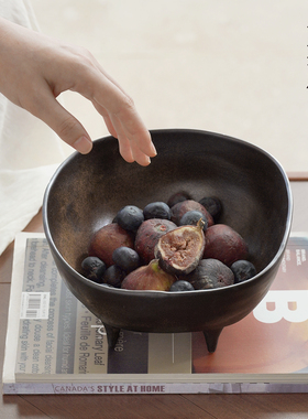 栗石侘寂风复古陶瓷水果盘摆件