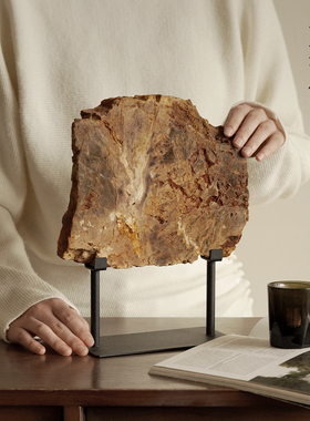 侘寂风原矿木化石桌面摆件工艺品