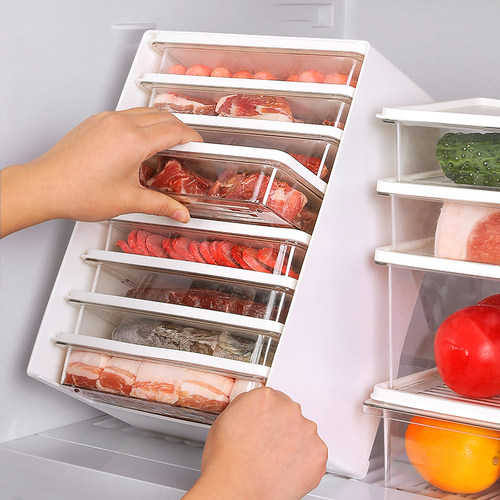 日本冰箱收纳盒冷冻专用高透冷藏蔬菜肉类密封储物盒食品级保鲜盒-图3