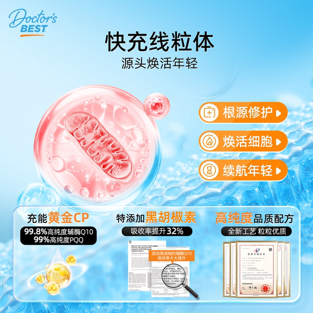 Coenzyme Q10 ທີ່ດີທີ່ສຸດຂອງທ່ານຫມໍກັບ Black Pepper Mitochondria PQQ Capsules 60 Capsules