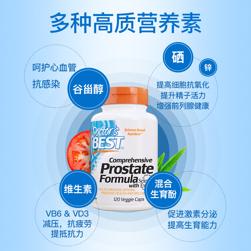 doctorsbest海外旗舰店多特倍斯 美国番茄红素男性软胶囊 锯棕榈提取物前列腺防脱发临期2