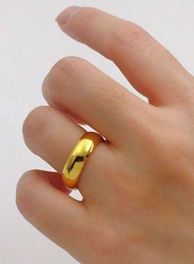 2025越南沙金光面戒指男女款情侣对戒开口仿真金黄色戒子指环久不