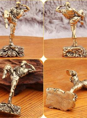 2026黄铜武僧摆件复古少林功夫和尚模型手办玩具礼物桌面铜工艺品