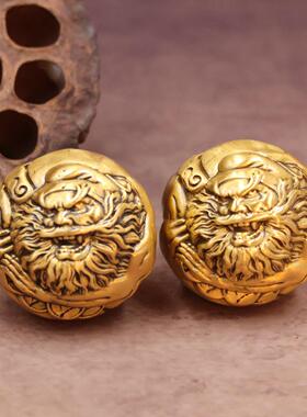 2026黄铜钟馗健身球实心文玩古玩健身手把件乾坤核桃把玩摆件配件