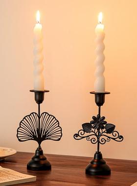 2026北欧ins铁艺烛台摆件浪漫烛光晚餐道具餐桌装饰品家用蜡烛台