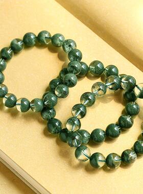 2026巴西天然绿幽灵水晶手链女千层山绿幽灵聚宝盆绿色手串男珠子