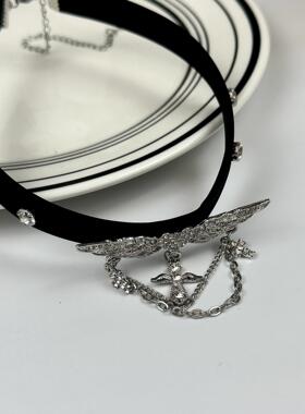 2026暗黑风朋克锁骨链小众金属哥特pu皮质流苏项圈可调节个性气质