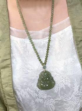 2026《慈安》和田玉佛公吊坠项链女款串珠弥勒佛翡翠长辈礼物送妈
