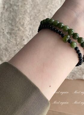 2026东方墨色新中式禅意手链 多层叠戴文艺复古显白手串简约百搭