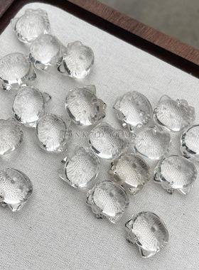 2026晶典珠宝 天然白水晶KT猫吊坠挂件手工diy项链水晶雕刻件配饰