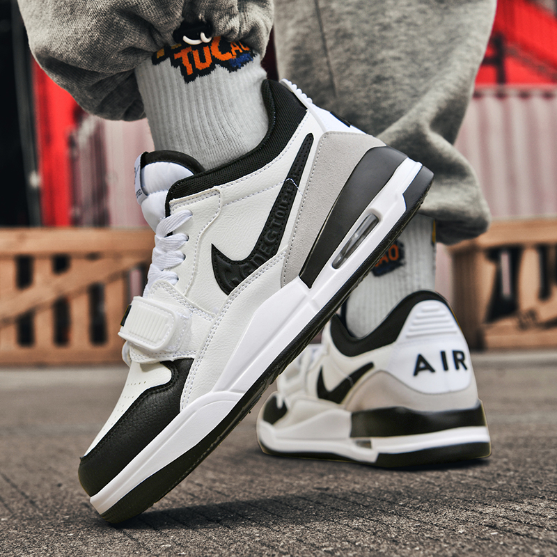 莆田aj312篮球鞋男冬季加绒户外大童运动鞋莆由正品黑白熊猫板鞋 - 图1