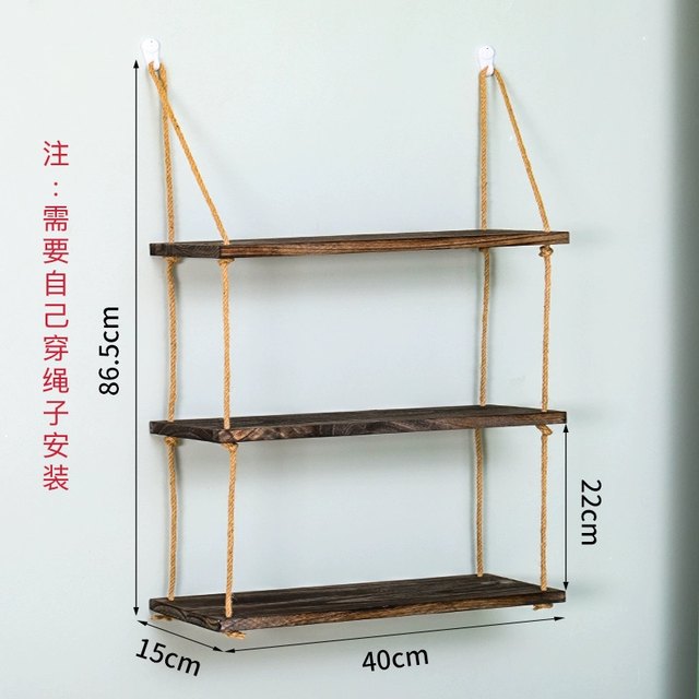 Retro rack storage rack solid wood tea room storage display rack