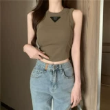 Базовый топ с чашечками без рукавов, майка, 2022, в западном стиле