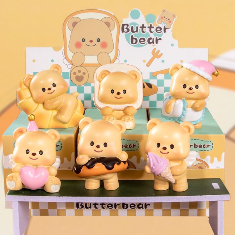 礼物爆款黄油小熊盲盒奶呼呼小熊手办卡通玩偶可爱车载桌面摆件女 - 图1