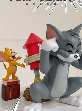 场景款猫和老鼠火箭恶作剧手办 中控台摆件办公室桌面摆件公仔PVC