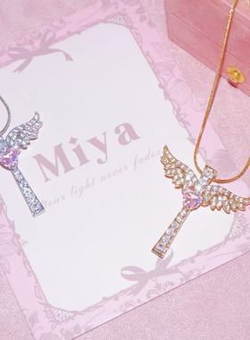 天使之翼~十字架天使美式简约辣妹项链 超级闪~