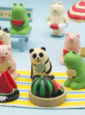 decole卡通风吃西瓜慵懒夏日青蛙