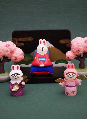 树脂装饰日式车载兔年招财摆件