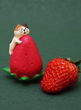 少女心日式草莓爬爬猫蛋糕装饰