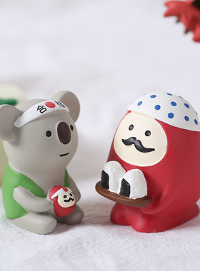 日式风丰收猫咪考拉树脂桌面装饰