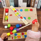 Beaded kindergarten hand-eye coordination Montessori early education children baby color shape cognitive puzzle area toy small class