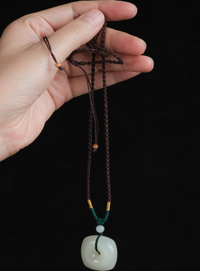 Y-893和田玉青海晴水方圆平安扣