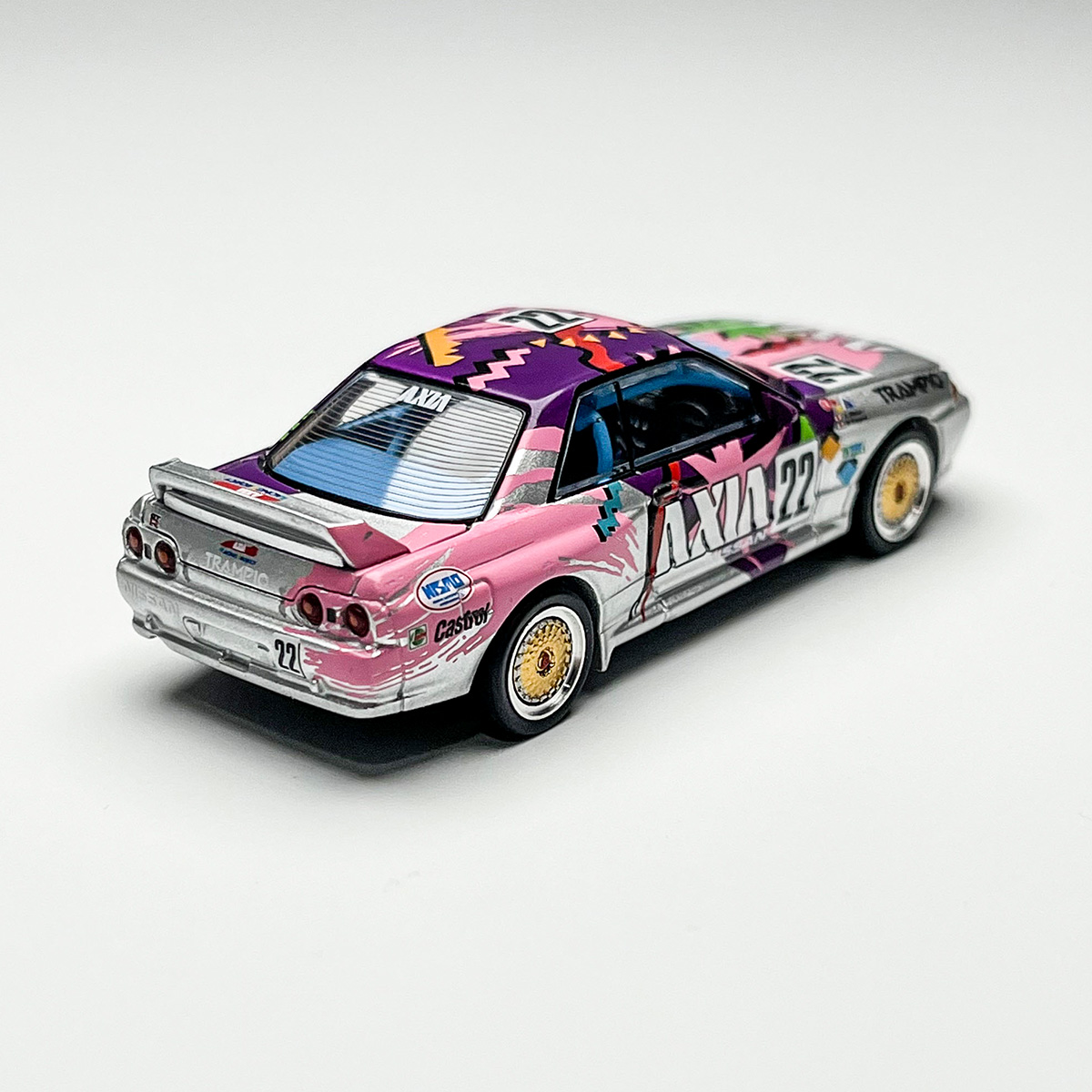 现货 POPRACE 1:64 尼桑 天际线 GT-R R32 锦标赛 合金汽车模型 - 图1