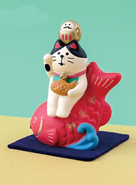 日式杂货zakka 新年春节家居猫咪树脂可爱小摆件礼品微缩拍摄场景