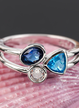 贝迪亚马逊wish热卖欧美新款个性唯美不规则三色石戒指支持