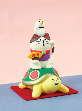 日式杂货zakka 新年春节家居猫咪树脂可爱小摆件礼品微缩拍摄场景