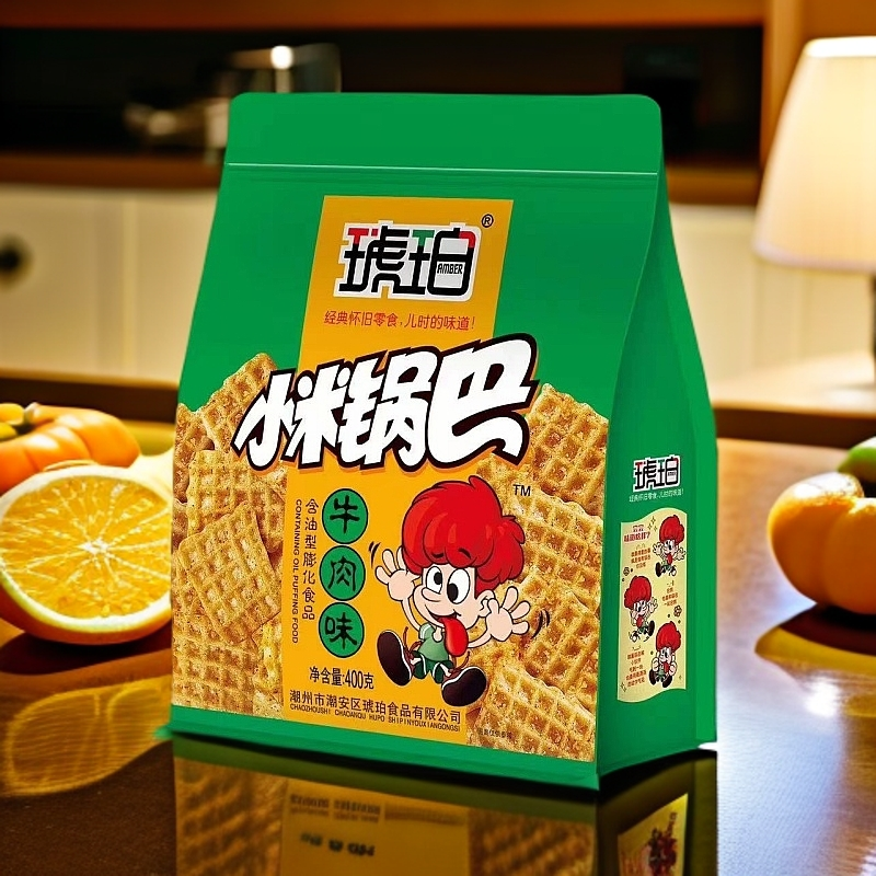 琥珀小米锅巴400g超市同款经典怀旧香脆膨化食品麻辣牛肉味小吃,淘宝优惠券,粉丝福利购,淘宝优惠卷