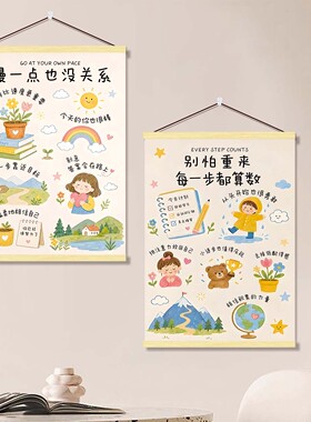 治愈系成长挂画送闺蜜朋友趣味文字装饰墙贴拒绝内耗精神温馨海报