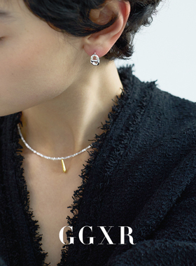 GGXR 925银 碎银子水滴项链锁骨链 耳饰通勤百搭锁骨叠戴颈链