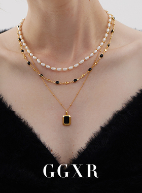 GGXR铜镀真金黑色滴油项链