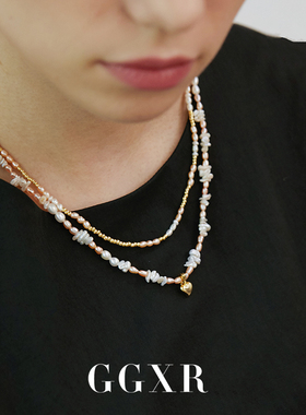 GGXR925银爱心粉色珍珠项链