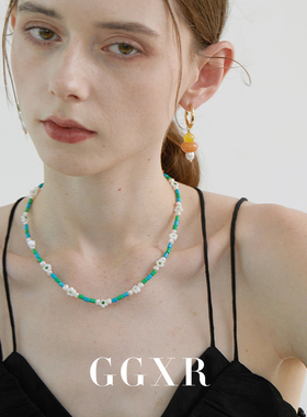 GGXR白色串珠花朵手链项链