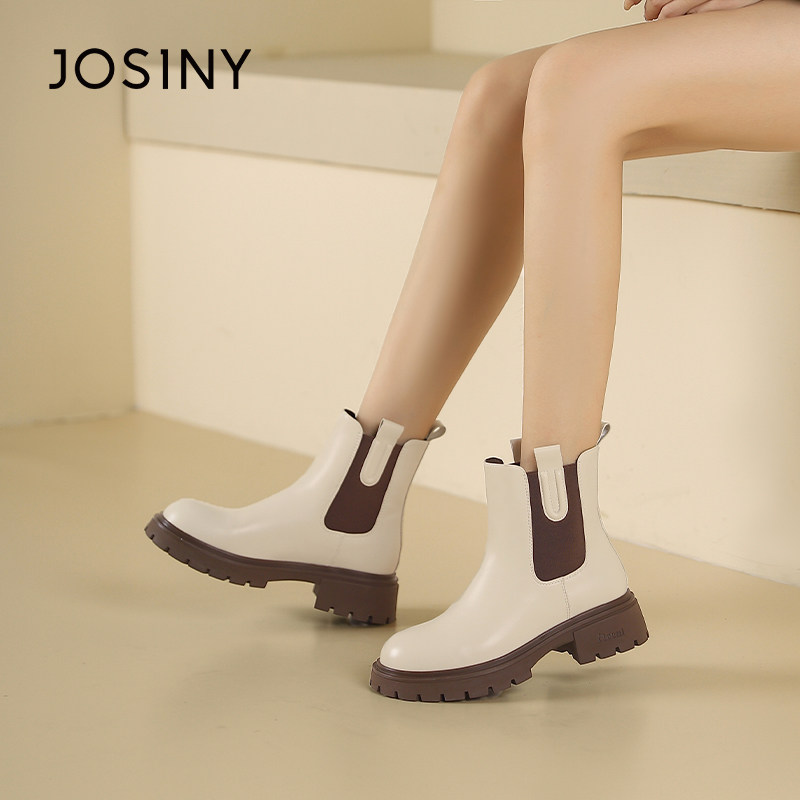 卓诗尼女短筒靴撤柜正品个性复古切尔西靴圆头厚底显腿长百搭烟管,淘宝优惠券,粉丝福利购,淘宝优惠卷