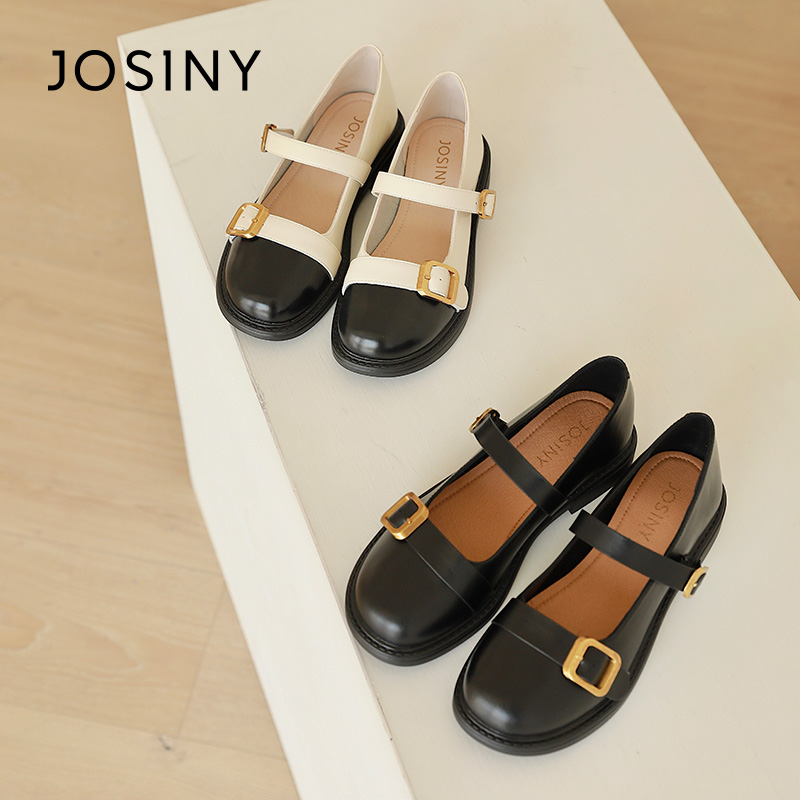 卓诗尼春秋款女单鞋撤柜正品圆头粗跟一字带玛丽珍鞋百搭日常舒适 - 图1