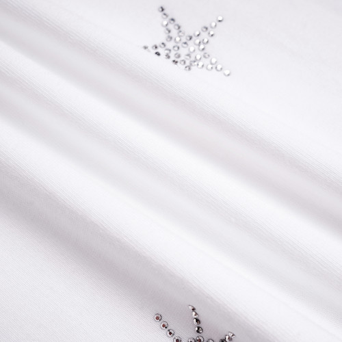 TCH2025冬上新时尚潮牌烫钻白色休闲宽松百搭短袖T恤T75D10E1008 - 图2