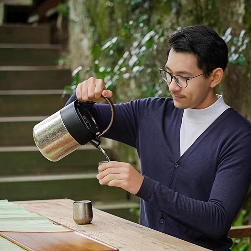 花间道自得纯钛焖茶壶户外大容量钛茶仓茶水分离焖泡茶壶保温壶