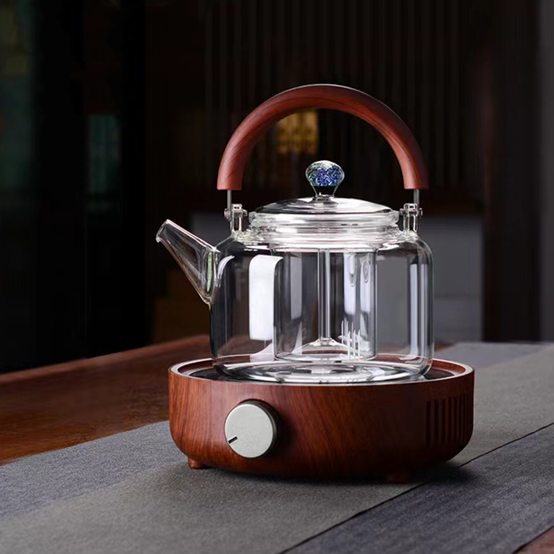 新羽星空玻璃壶大容量磁吸蒸煮双内胆耐高温加厚泡茶壶电陶炉煮茶
